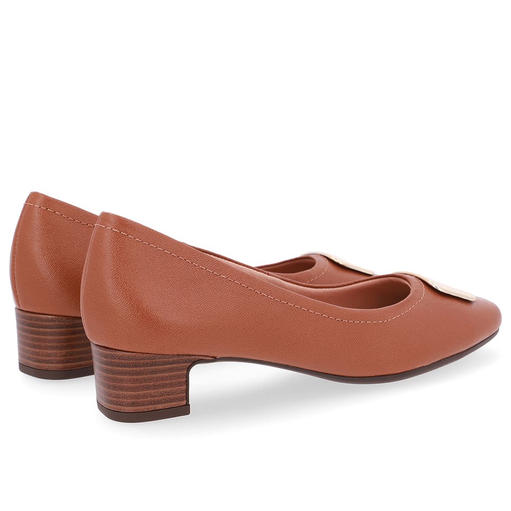 Scarpin Couro Marrom Bico Quadrado Marrom 3