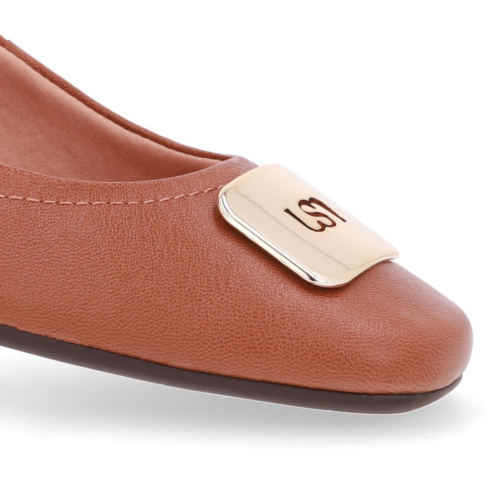 Scarpin Couro Marrom Bico Quadrado Marrom 4