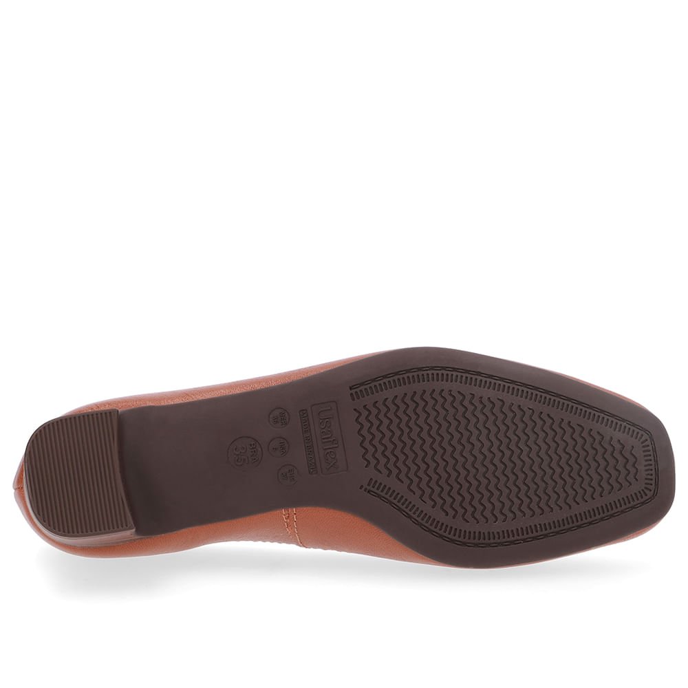 Scarpin Couro Marrom Bico Quadrado Marrom 5