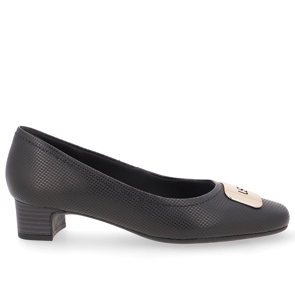 Scarpin Couro Preto Bico Quadrado