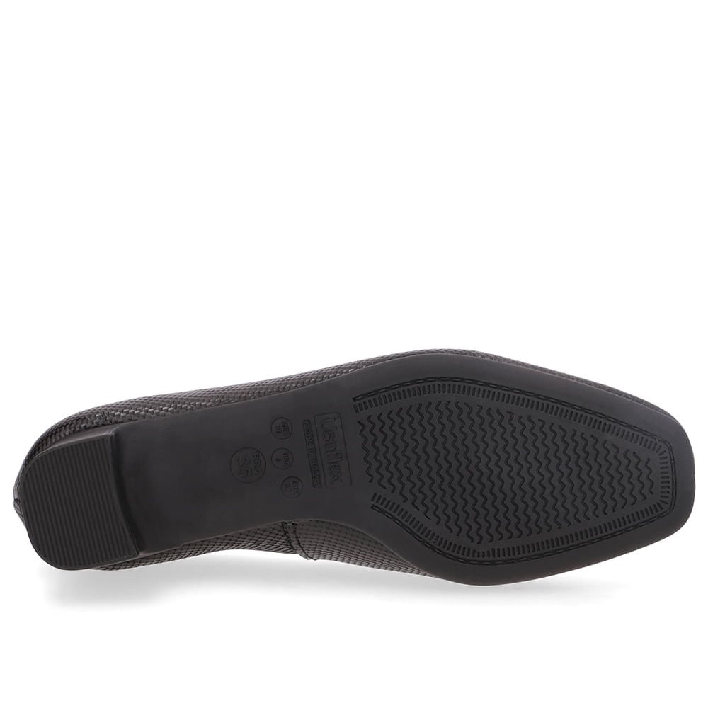 Scarpin Couro Preto Bico Quadrado Preto 5