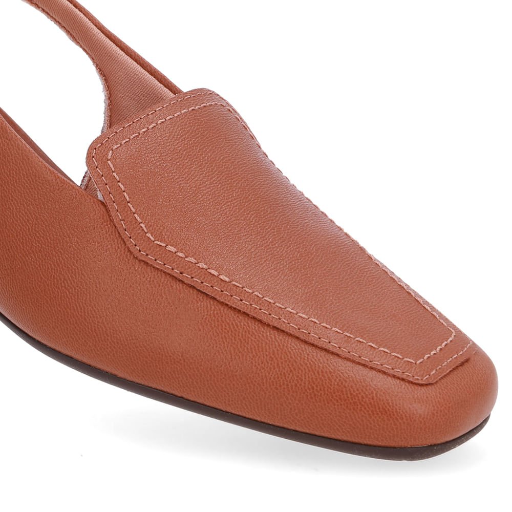 Slingback Marrom Bico Quadrado Couro Marrom 4