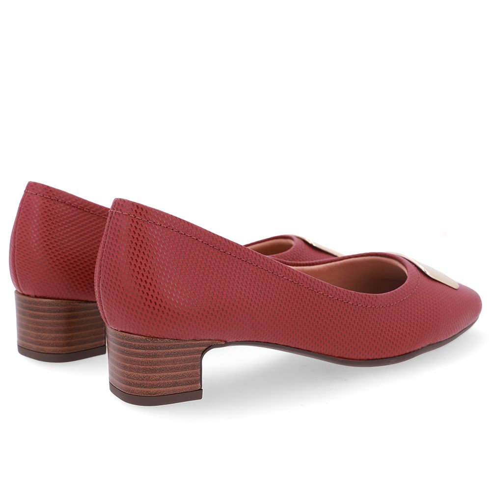 Scarpin Couro Vermelho Bico Quadrado Vermelho 3