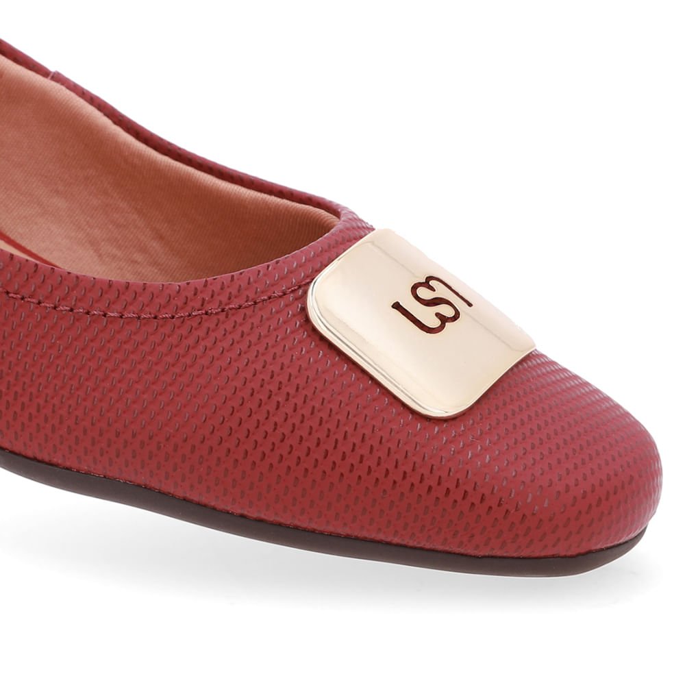 Scarpin Couro Vermelho Bico Quadrado Vermelho 4