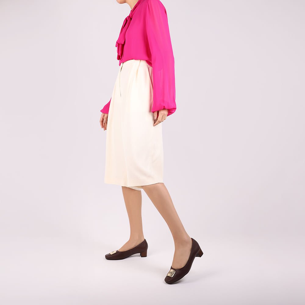 Scarpin Couro Marrom Bico Quadrado Marrom 4