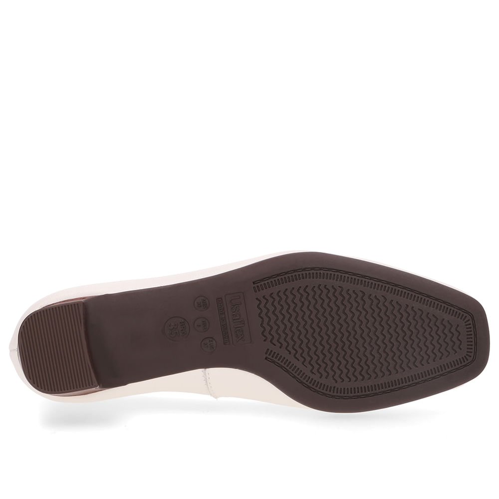 Scarpin Couro Branco Marfim Bico Quadrado Branco 5