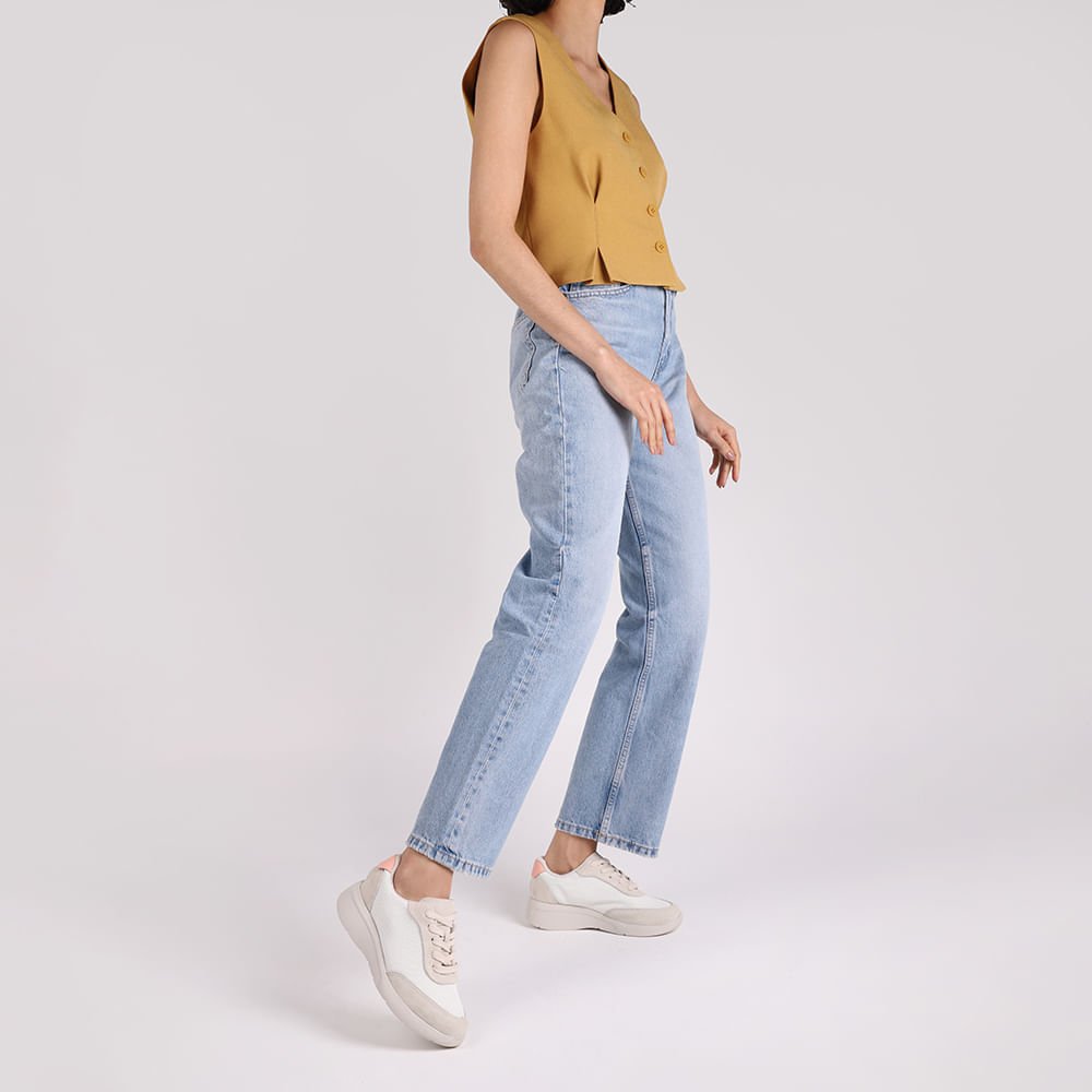 Tênis Tecido Branco Cadarço Branco 4