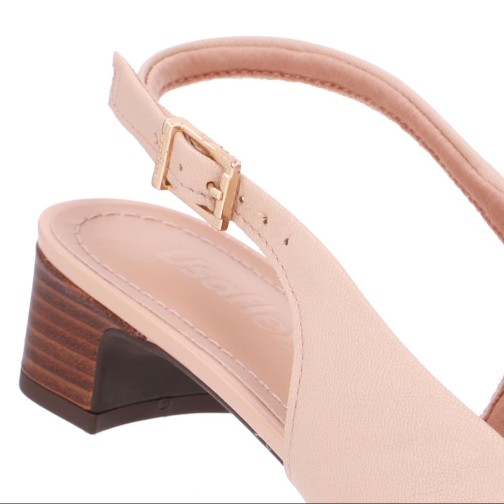 Slingback Bege Bico Quadrado Couro Bege 4