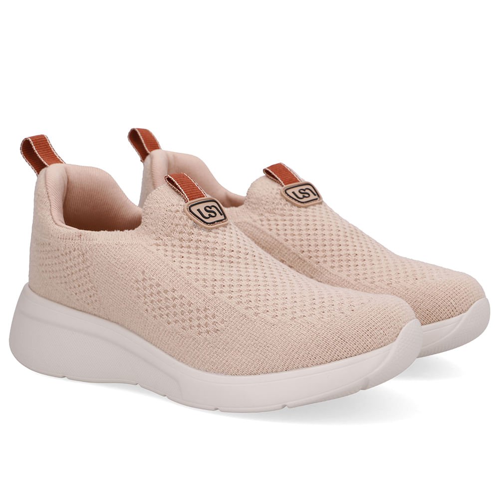 Tênis Tricot Slip On Bege Bege 2