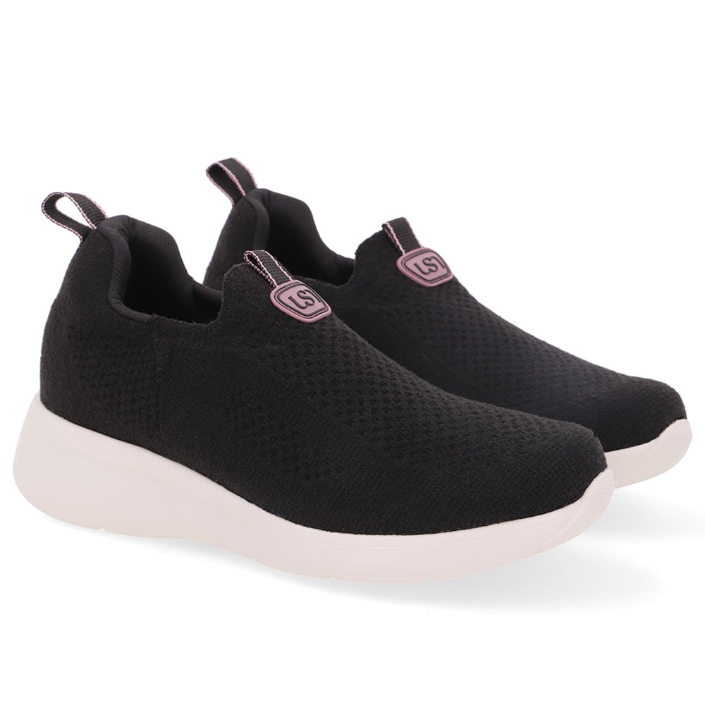 Tênis Tricot Slip On Preto Preto 2