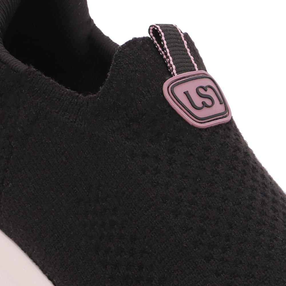 Tênis Tricot Slip On Preto Preto 4