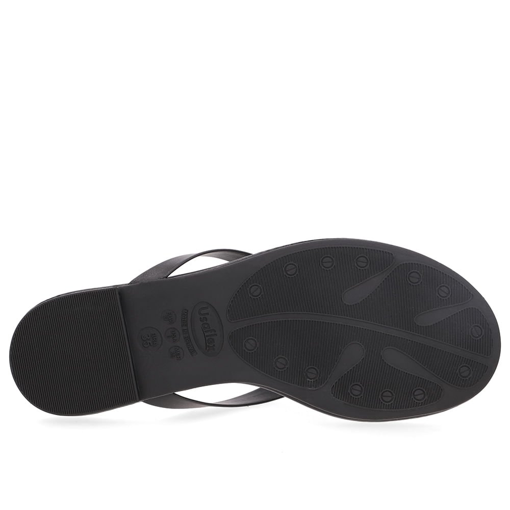 Chinelo Rasteiro Couro Preto Preto 5