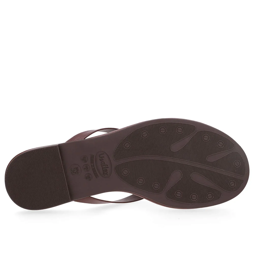 Chinelo Rasteiro Couro Marrom Marrom 5