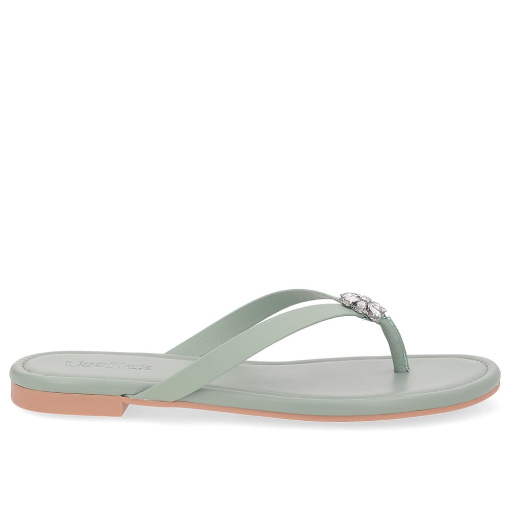 Chinelo Rasteiro Couro Verde