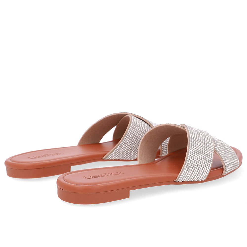 Slide Marrom Rasteiro Tira Strass Marrom 3