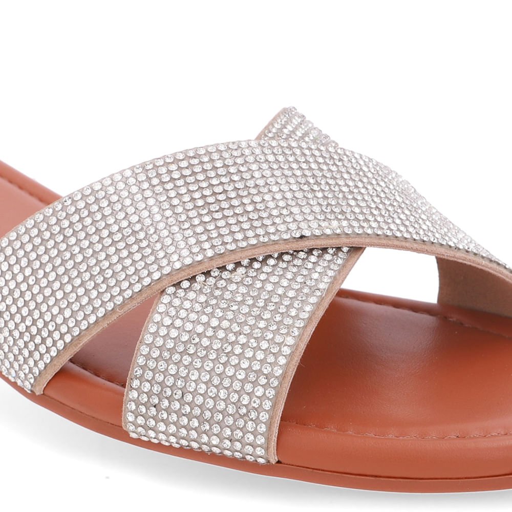 Slide Marrom Rasteiro Tira Strass Marrom 4