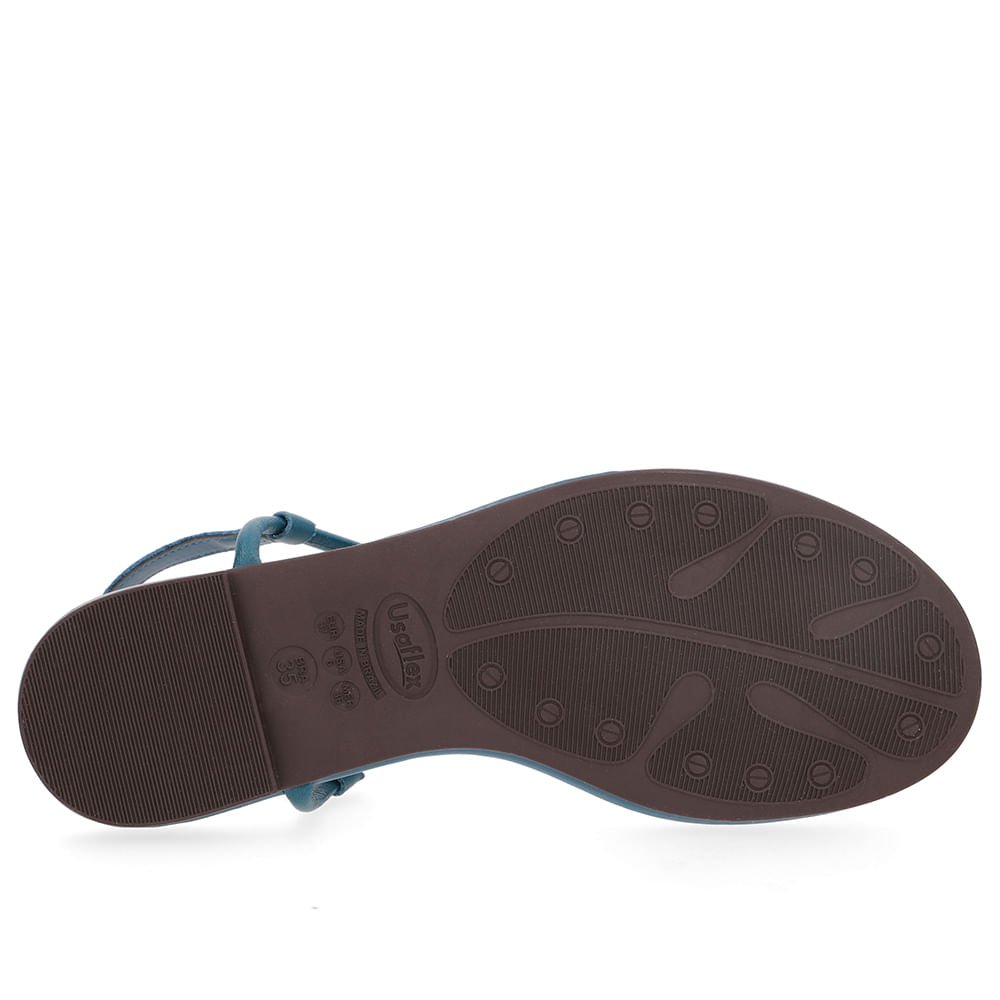 Sandália Rasteira Couro Azul Enfeite Azul 5