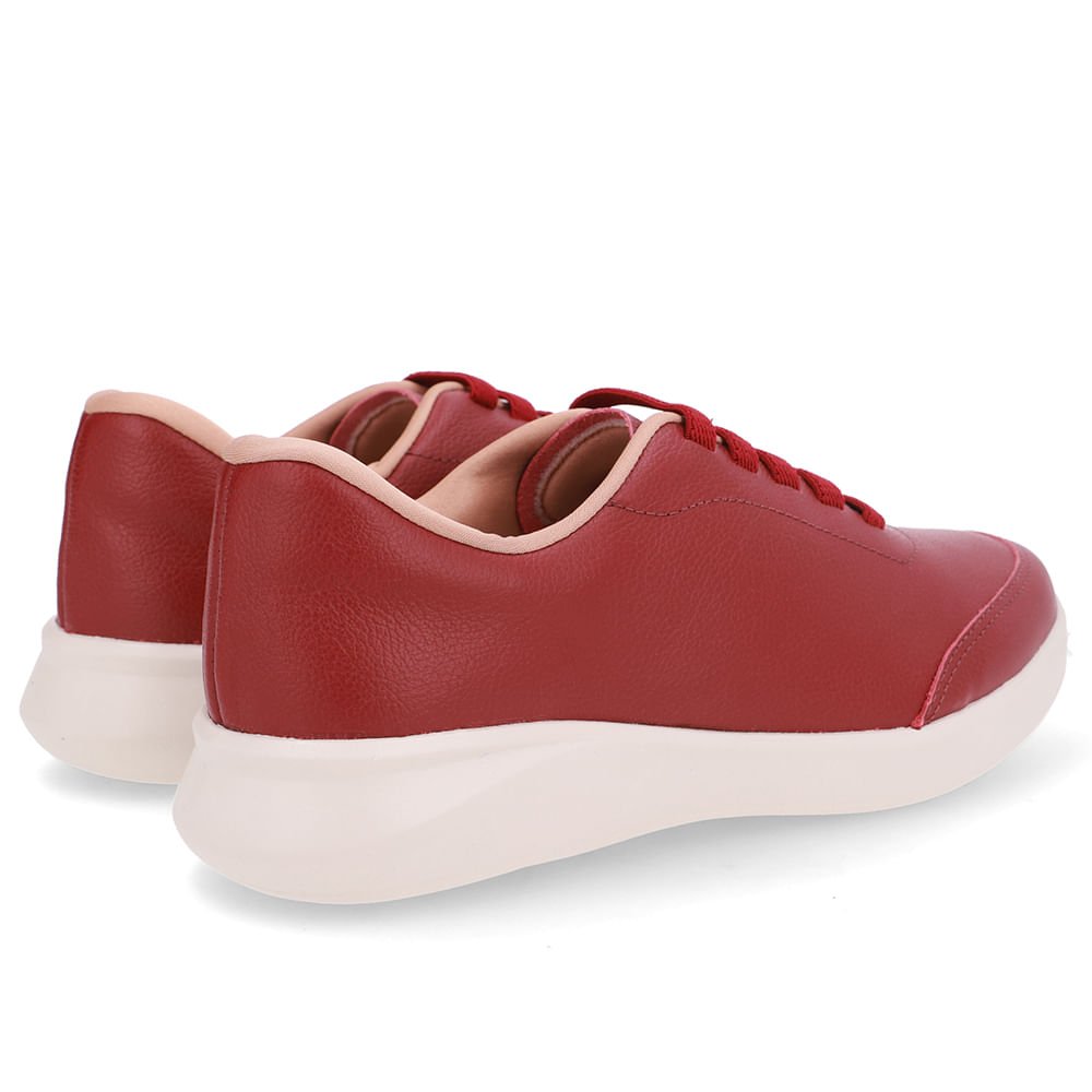 Tênis Couro Vermelho Cadarço Elástico Vermelho 3