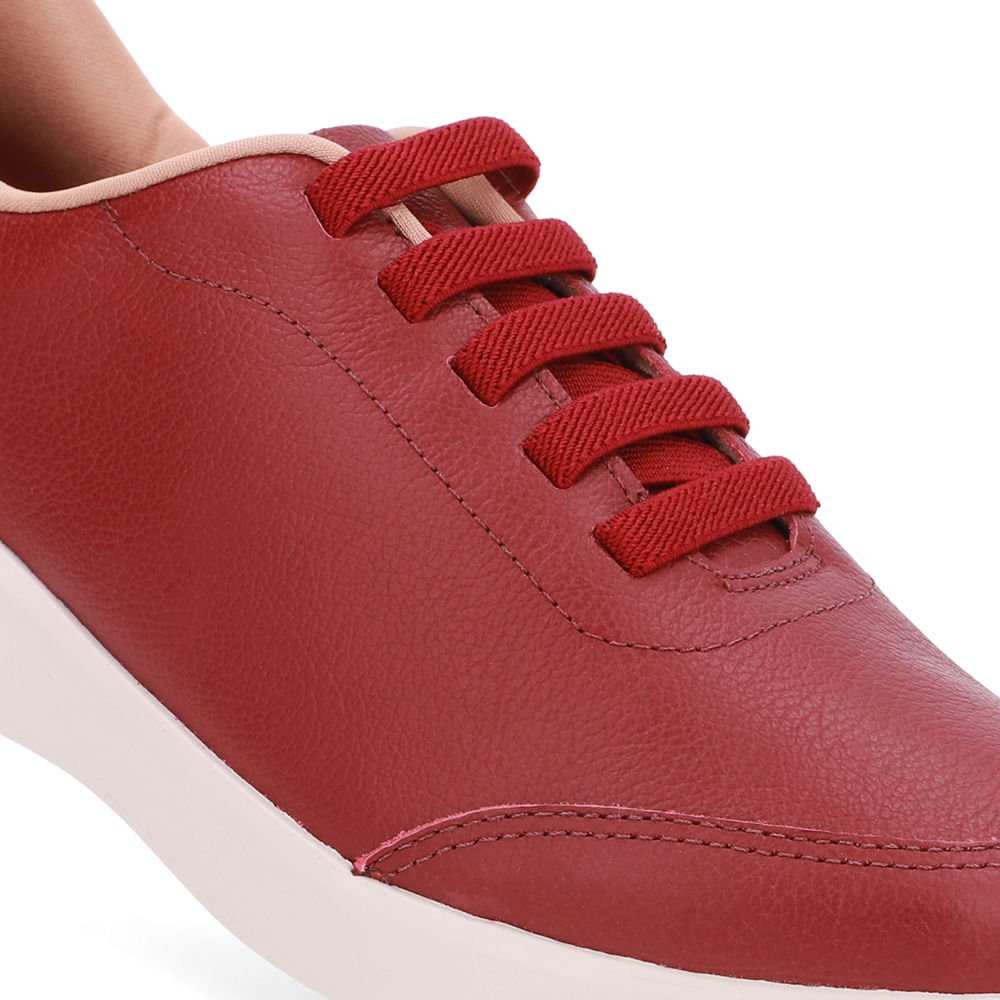 Tênis Couro Vermelho Cadarço Elástico Vermelho 4