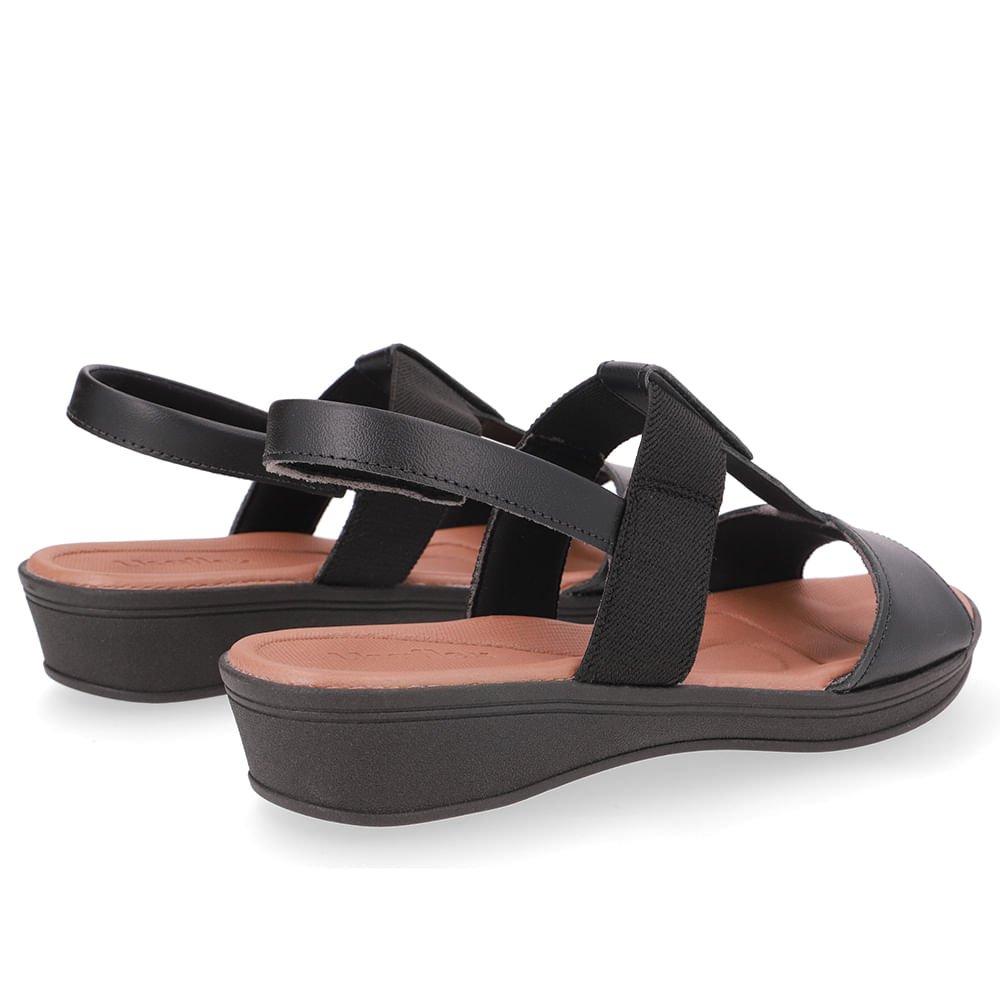 Sandália Salto Baixo Couro Preto Preto 3