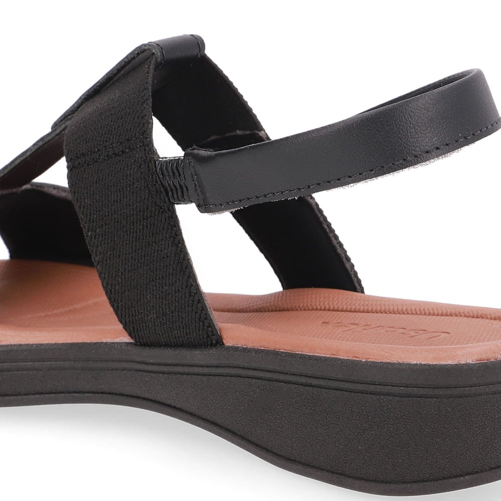 Sandália Salto Baixo Couro Preto Preto 4