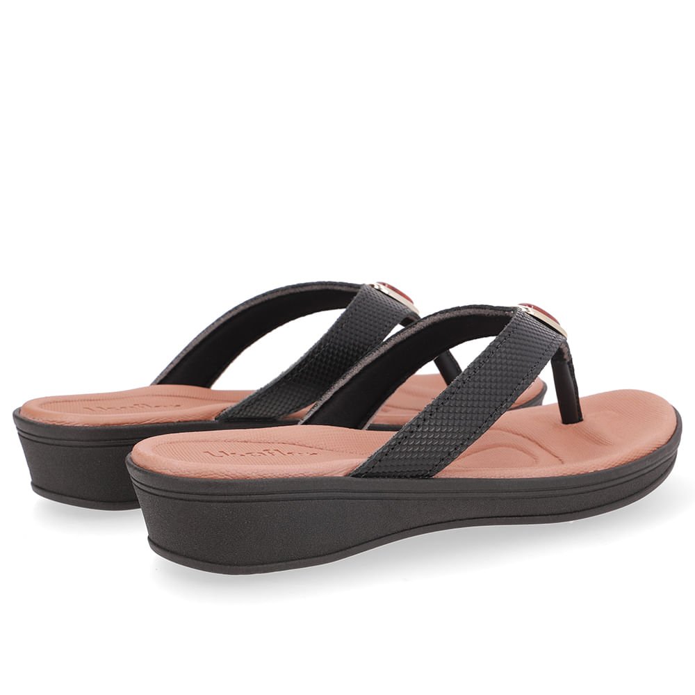 Chinelo Preto Couro Básico Preto 3