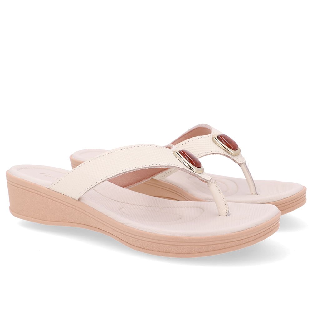 Chinelo Branco Marfim Couro Básico Marfim 2