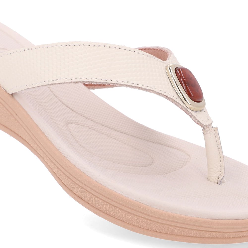 Chinelo Branco Marfim Couro Básico Marfim 4