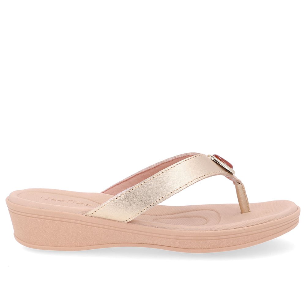 Chinelo Dourado Couro Básico