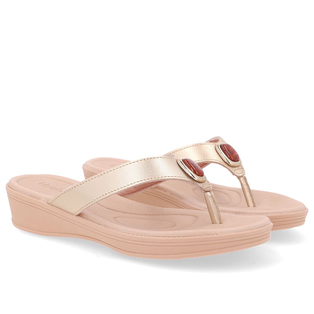 Chinelo Dourado Couro Básico Dourado 2