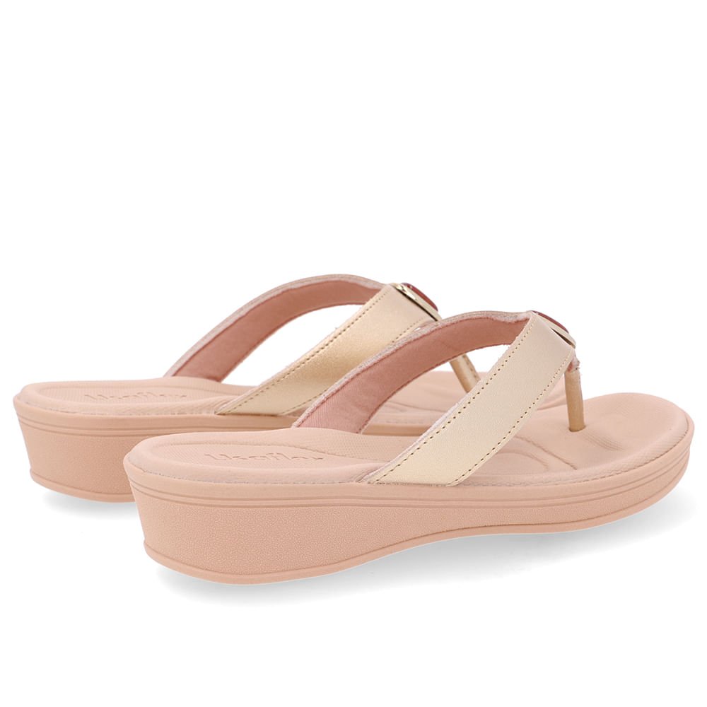 Chinelo Dourado Couro Básico Dourado 3