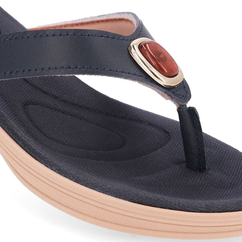 Chinelo Azul Couro Básico Azul 4