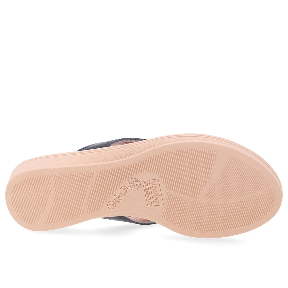 Chinelo Azul Couro Básico Azul 5