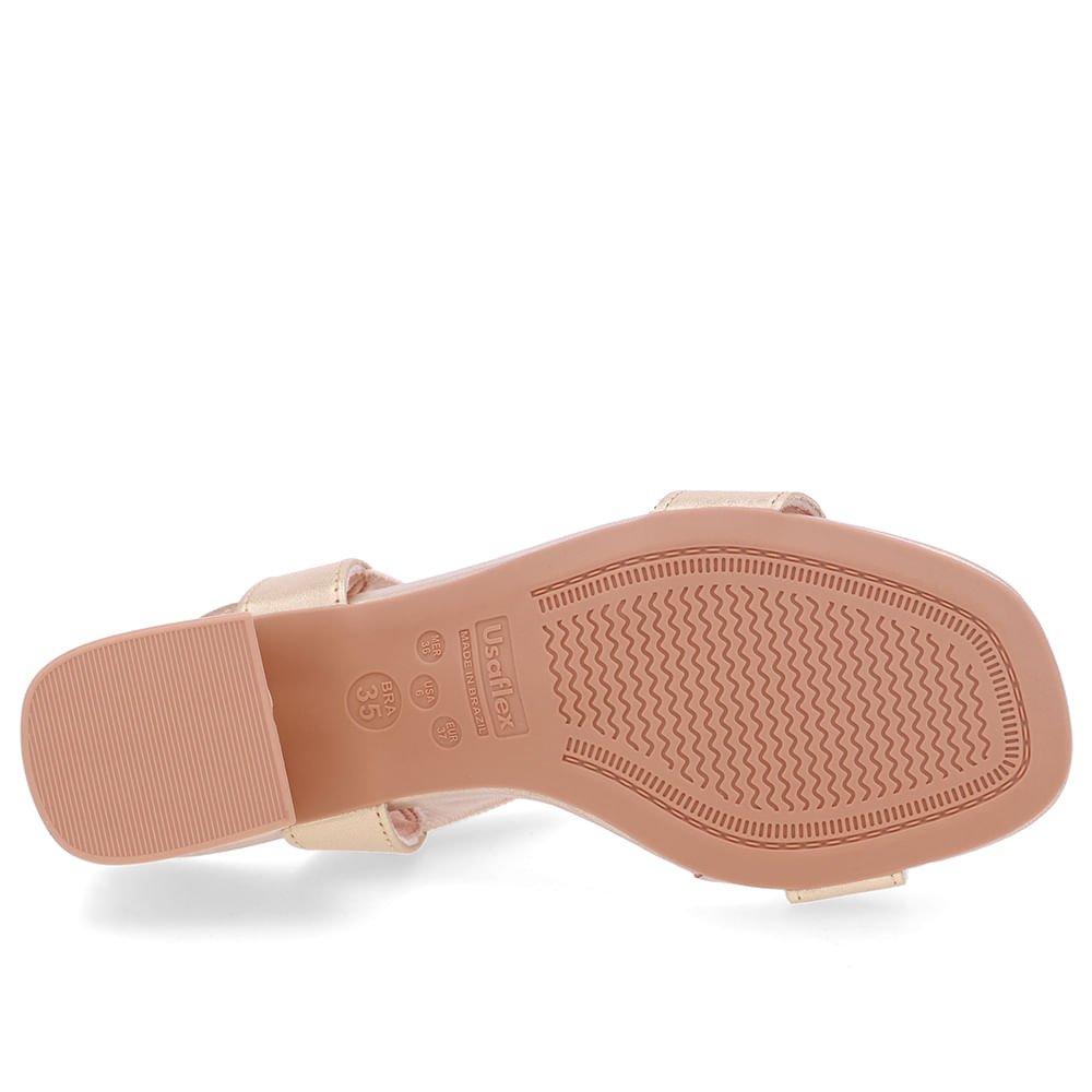 Sandália Couro Dourada Tira Elástico Dourado 5