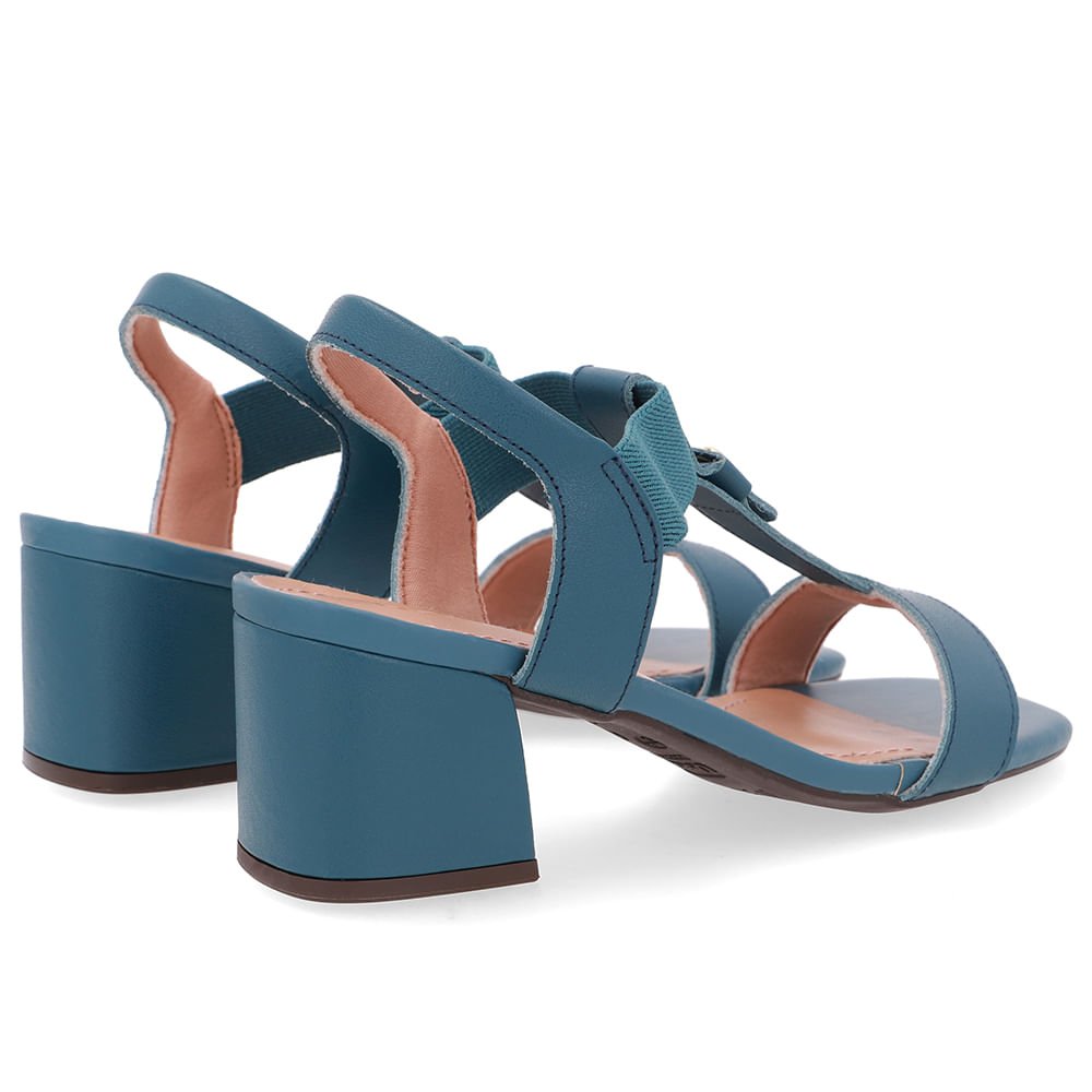 Sandália Couro Azul Tira Elástico Azul 3