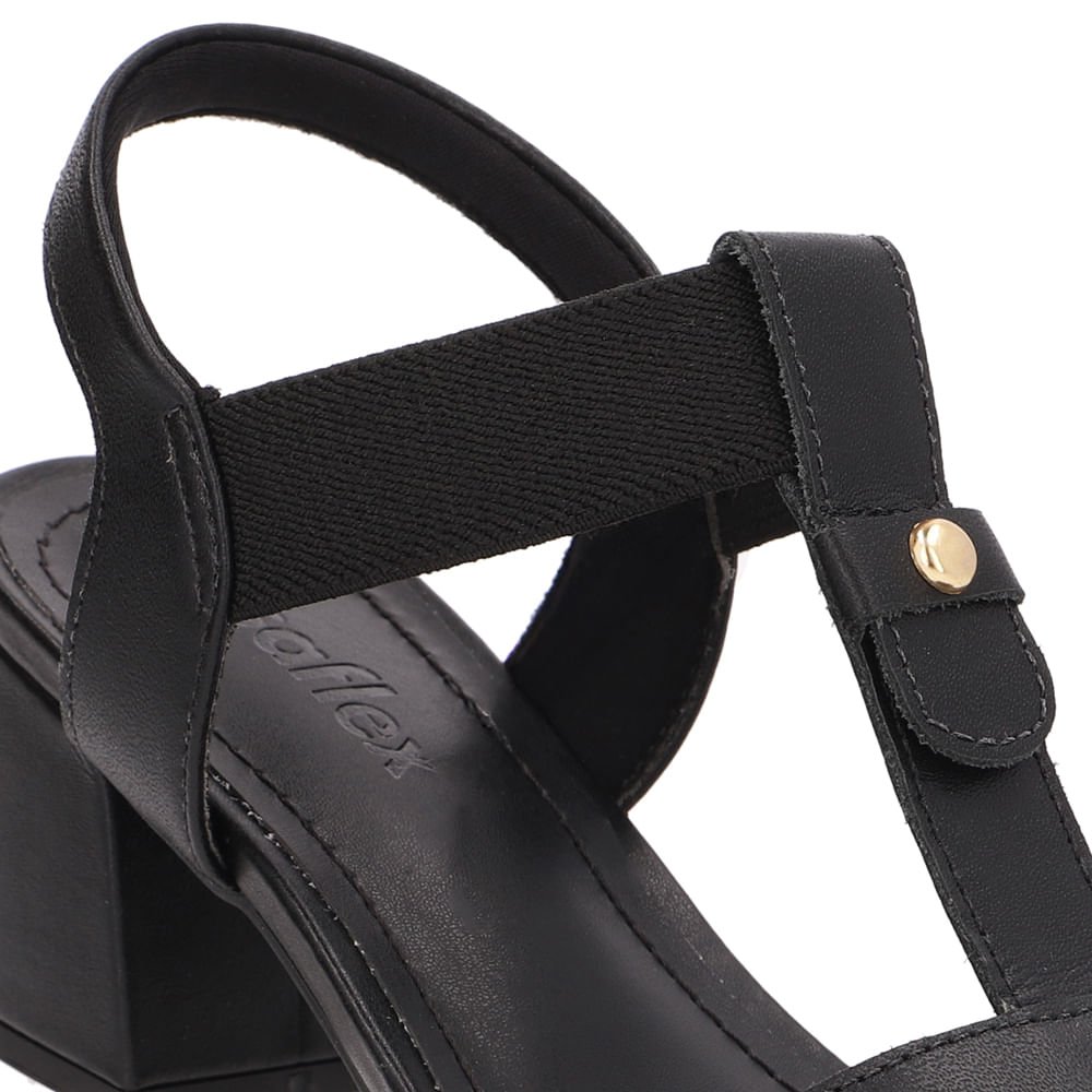 Sandália Couro Preta Tira Elástico Preto 4