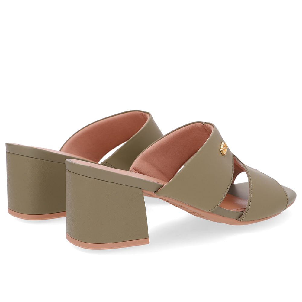 Tamanco Salto Bloco Couro Verde Recorte Verde 3