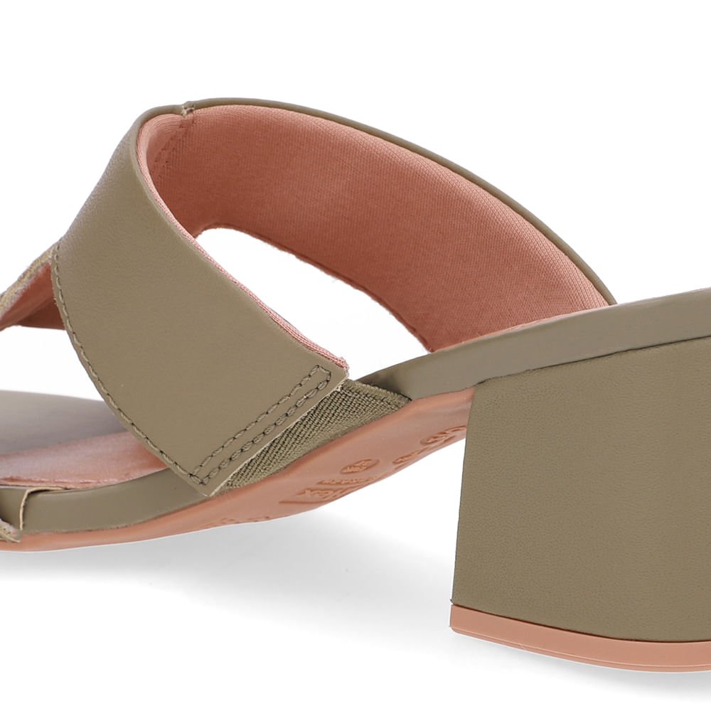 Tamanco Salto Bloco Couro Verde Recorte Verde 4