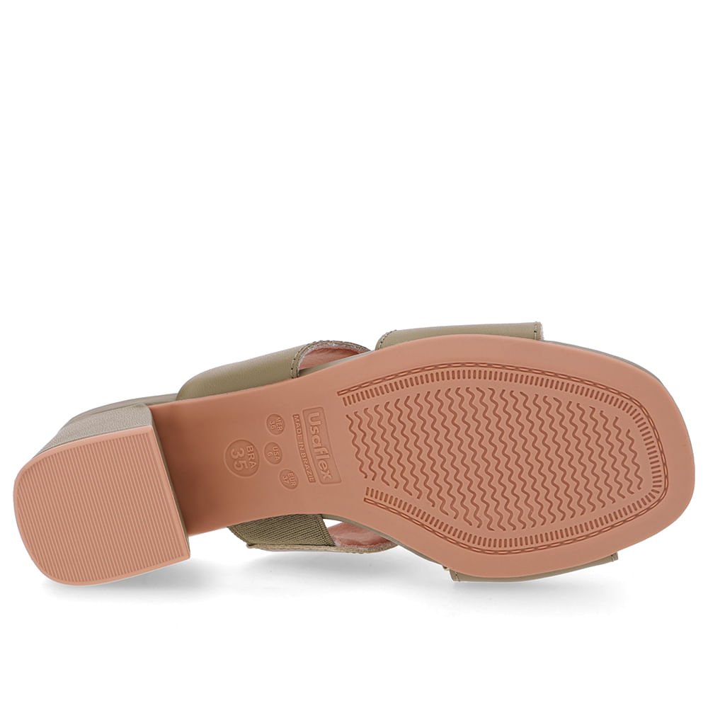 Tamanco Salto Bloco Couro Verde Recorte Verde 5