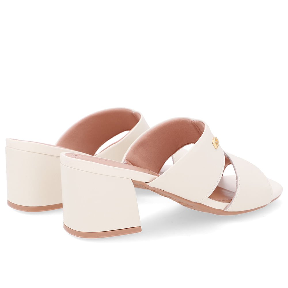 Tamanco Salto Bloco Couro Branco Marfim Recorte Branco 3