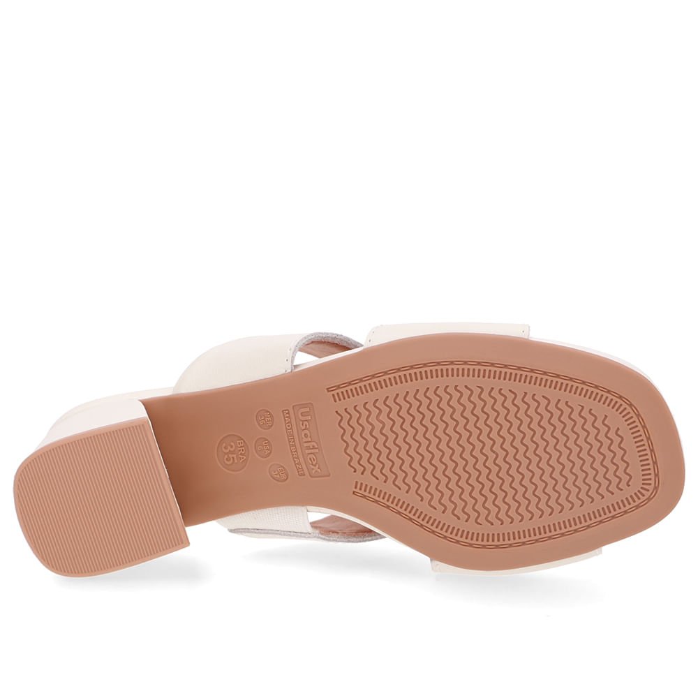 Tamanco Salto Bloco Couro Branco Marfim Recorte Branco 5