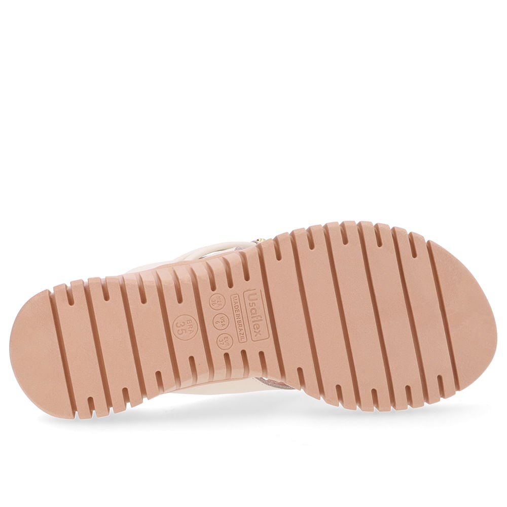 Chinelo Branco Marfim Couro Tira Enfeite Marfim 5