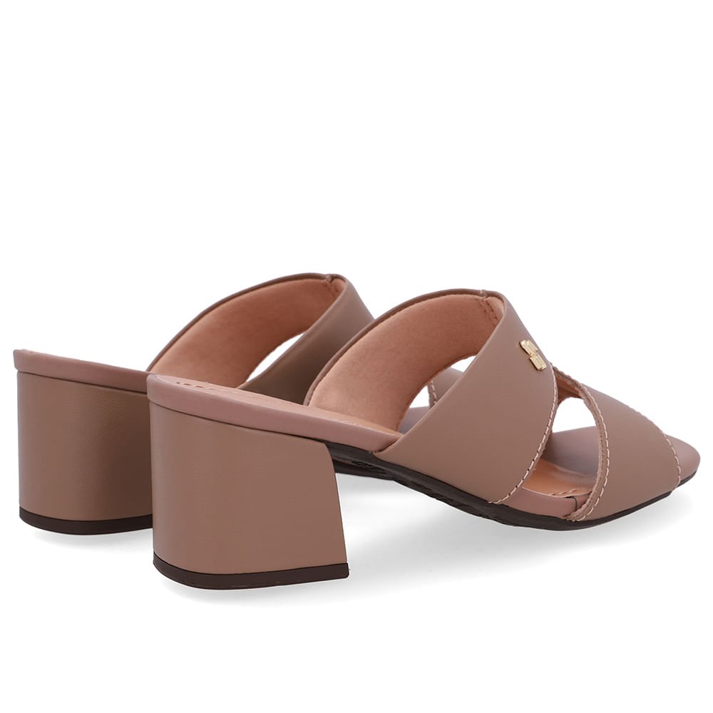 Tamanco Salto Bloco Couro Marrom Recorte Marrom 3