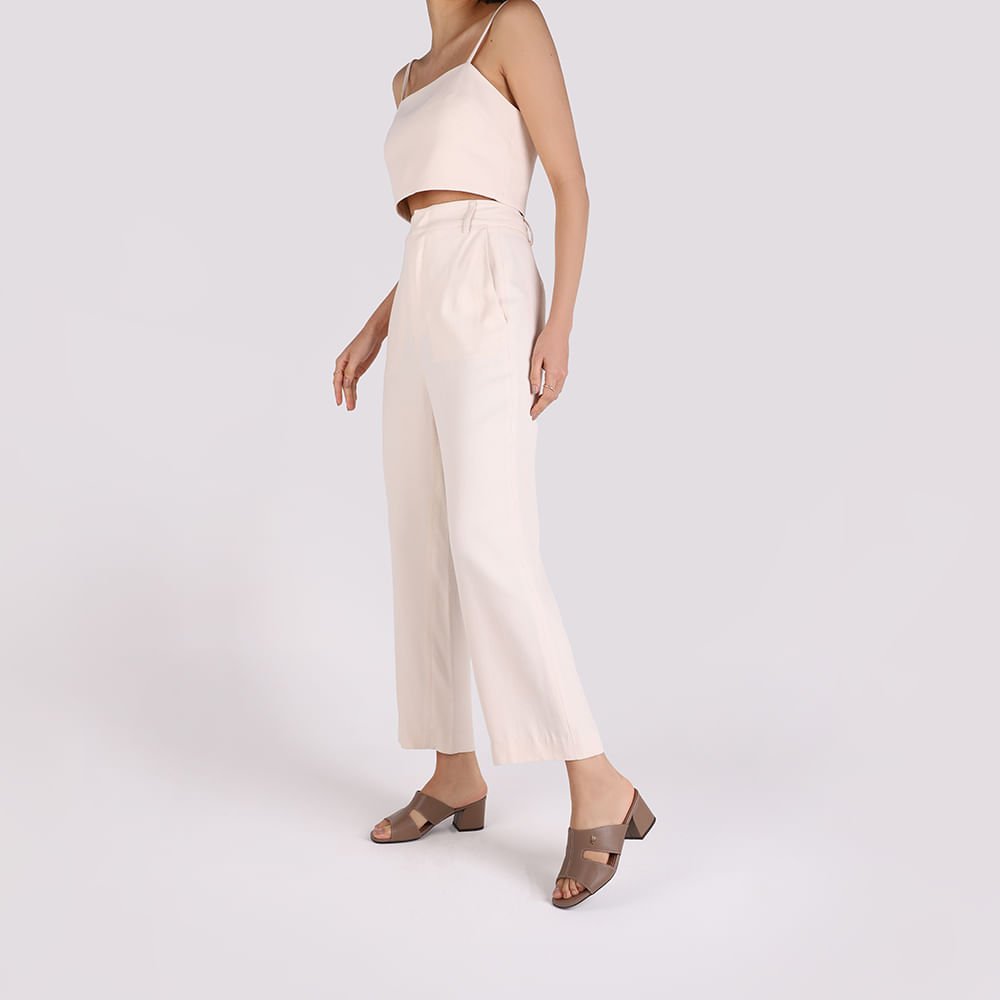 Tamanco Salto Bloco Couro Marrom Recorte Marrom 4