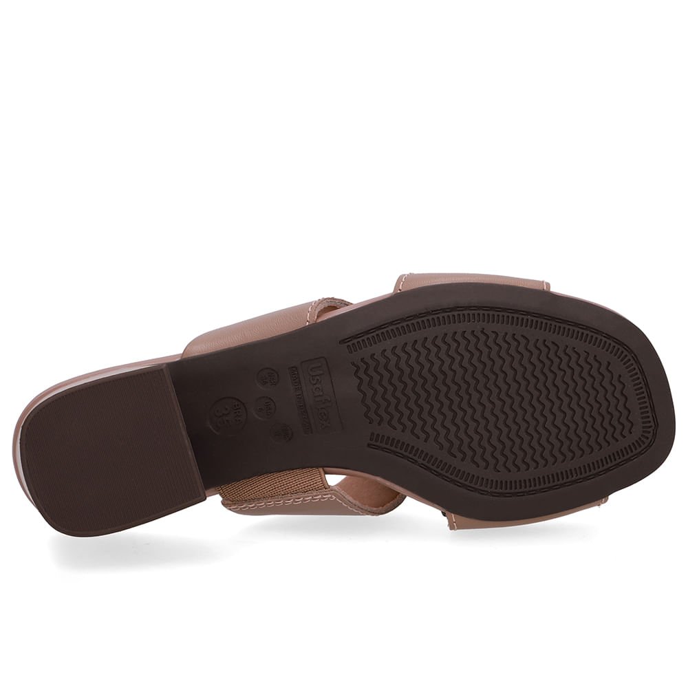 Tamanco Salto Bloco Couro Marrom Recorte Marrom 5