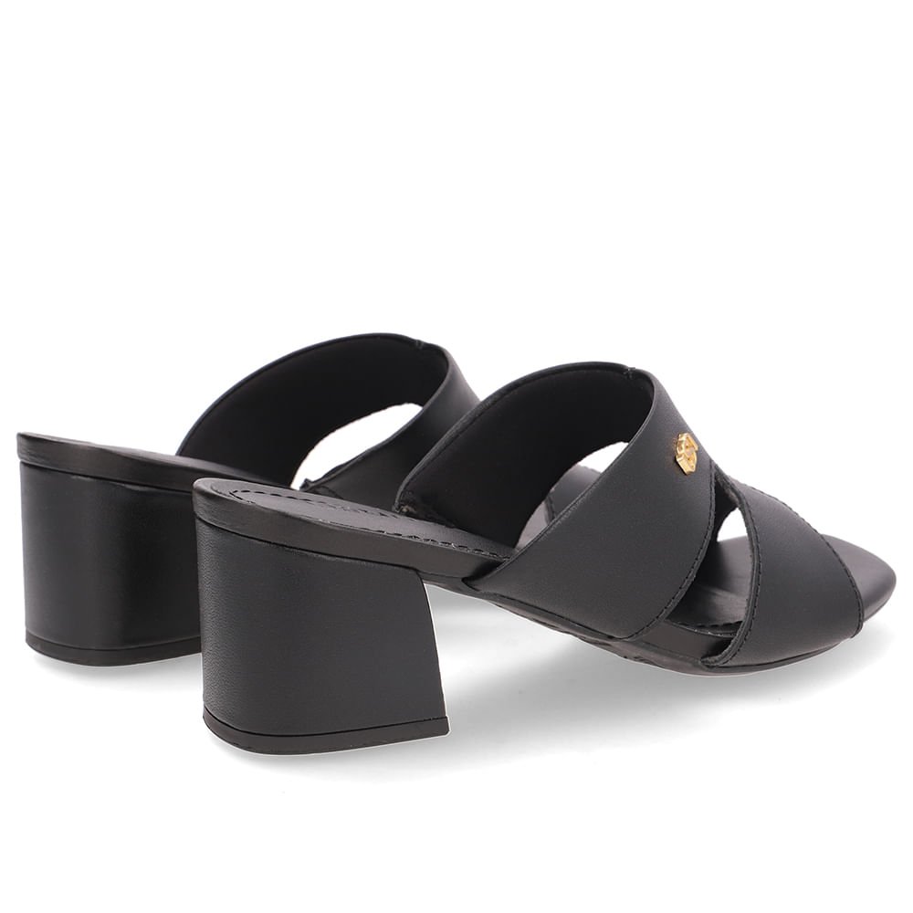 Tamanco Salto Bloco Couro Preto Recorte Preto 3