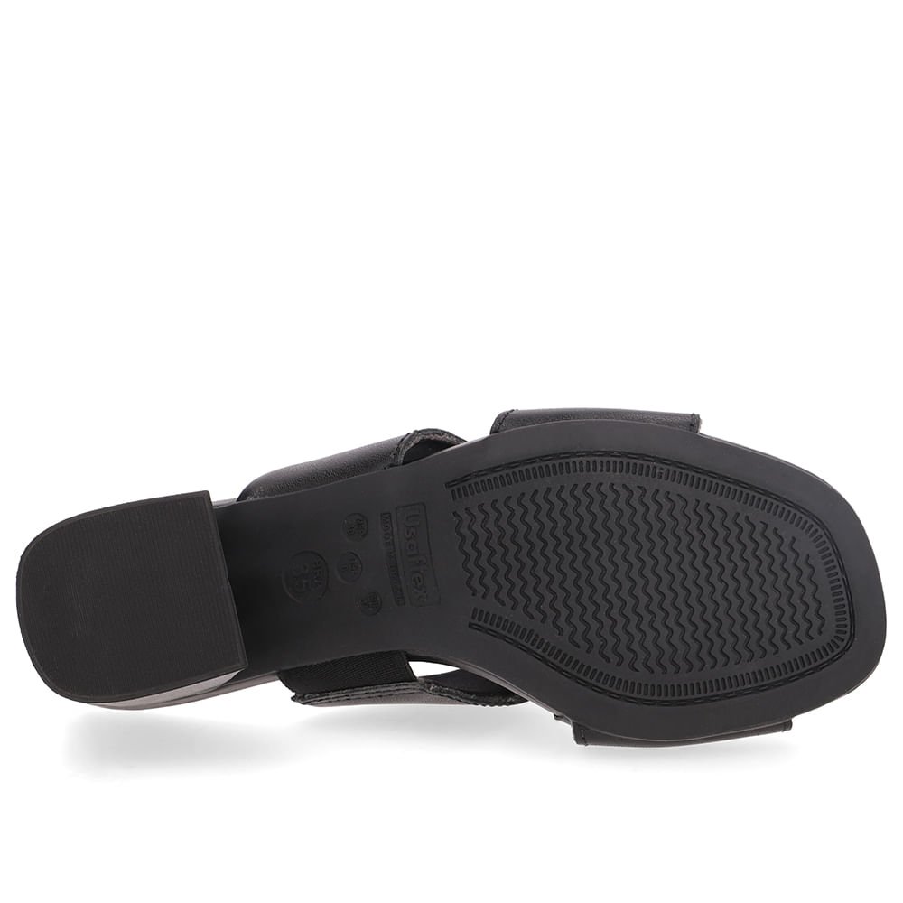 Tamanco Salto Bloco Couro Preto Recorte Preto 5