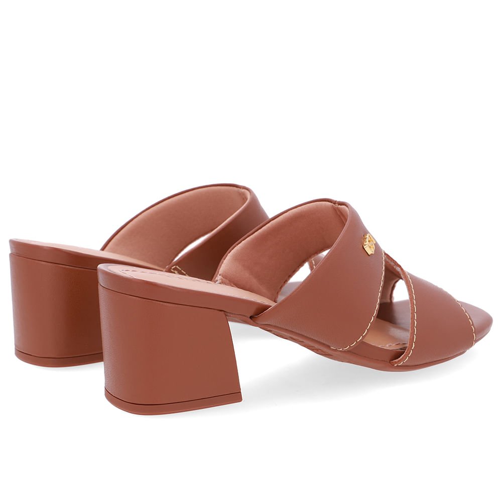 Tamanco Salto Bloco Couro Marrom Recorte Marrom 3