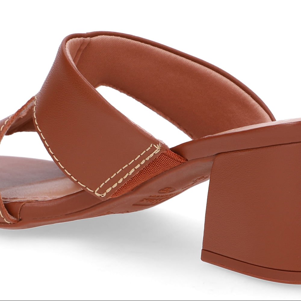 Tamanco Salto Bloco Couro Marrom Recorte Marrom 4