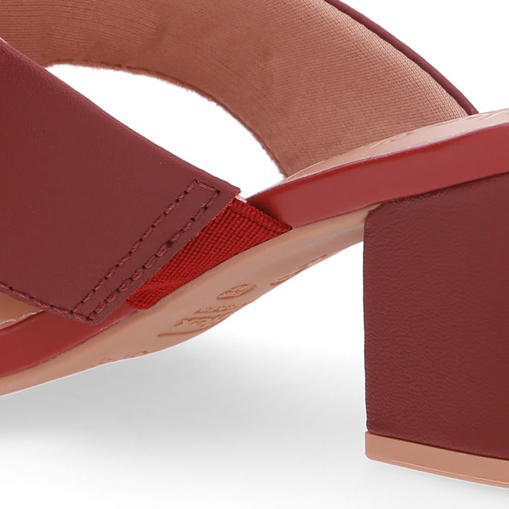 Tamanco Salto Bloco Couro Vermelho Recorte Vermelho 4